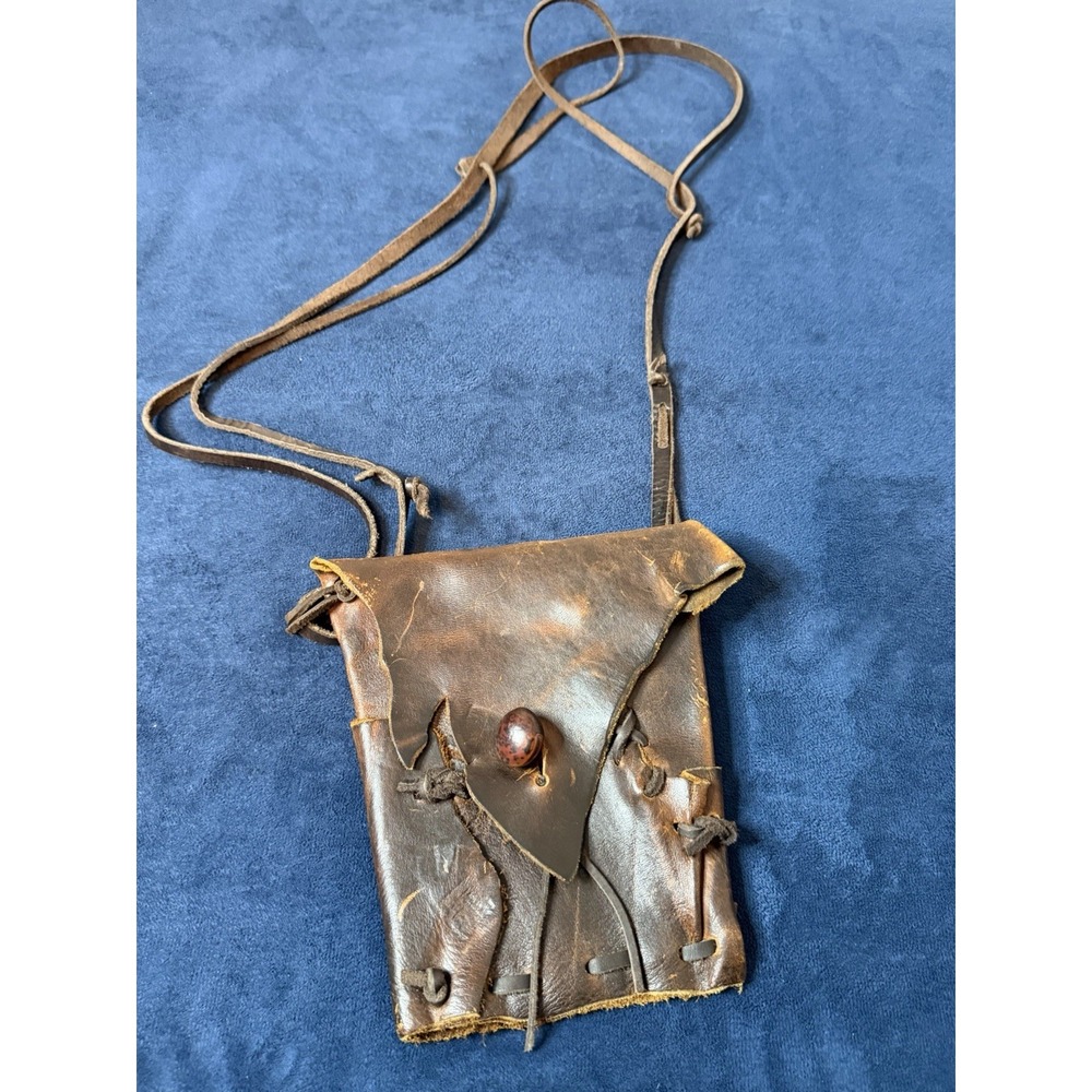 Handmade Leather Pouch/ Possibles Bag Genuine Top Grain Cow Hide Brown